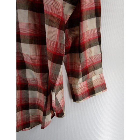 VINTAGE Campus Shirt XXL Tall Red Western Button Up Plaid Flap Pockets - Picture 4 of 11